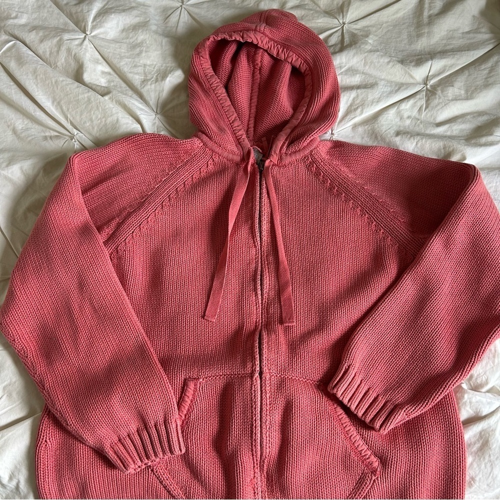 Chico's Womens Size 3 Coral Knit Zip-Up Sweater